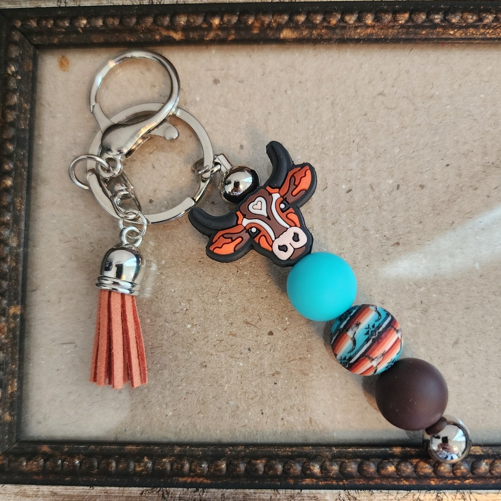 🆕️Boho Cow Keychain with Tassel